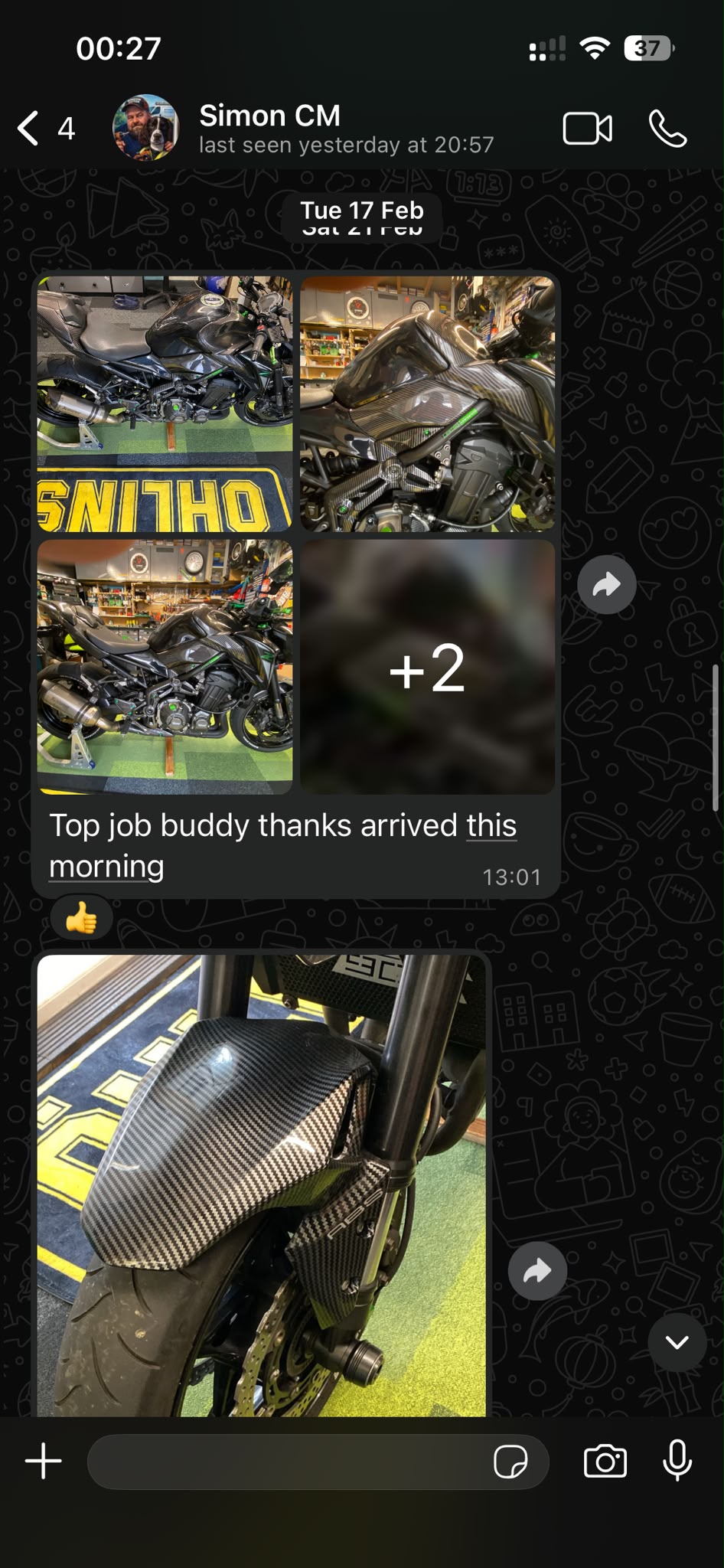 Customer WhatsApp screenshot — Simon CM