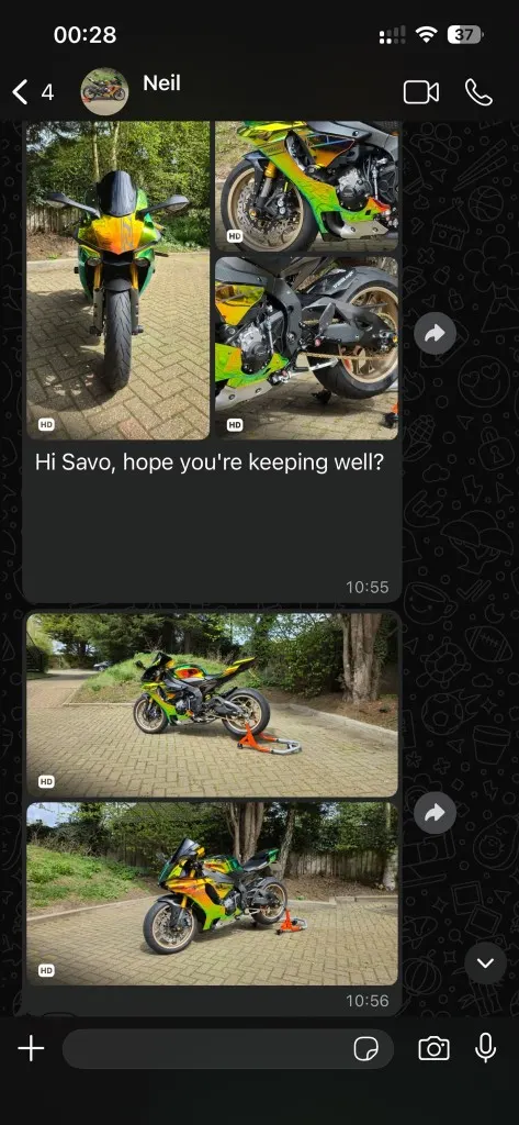 Customer WhatsApp screenshot — Neil